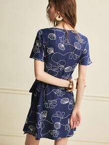 Écloséra Đầm nữ thường ngày, đầm nữ thanh lịch, đầm quấn, đầm thắt eo, đầm mùa hè, đầm cổ chéo, đầm thêu, đầm màu xanh dương - Màu xanh lam - Xem 6