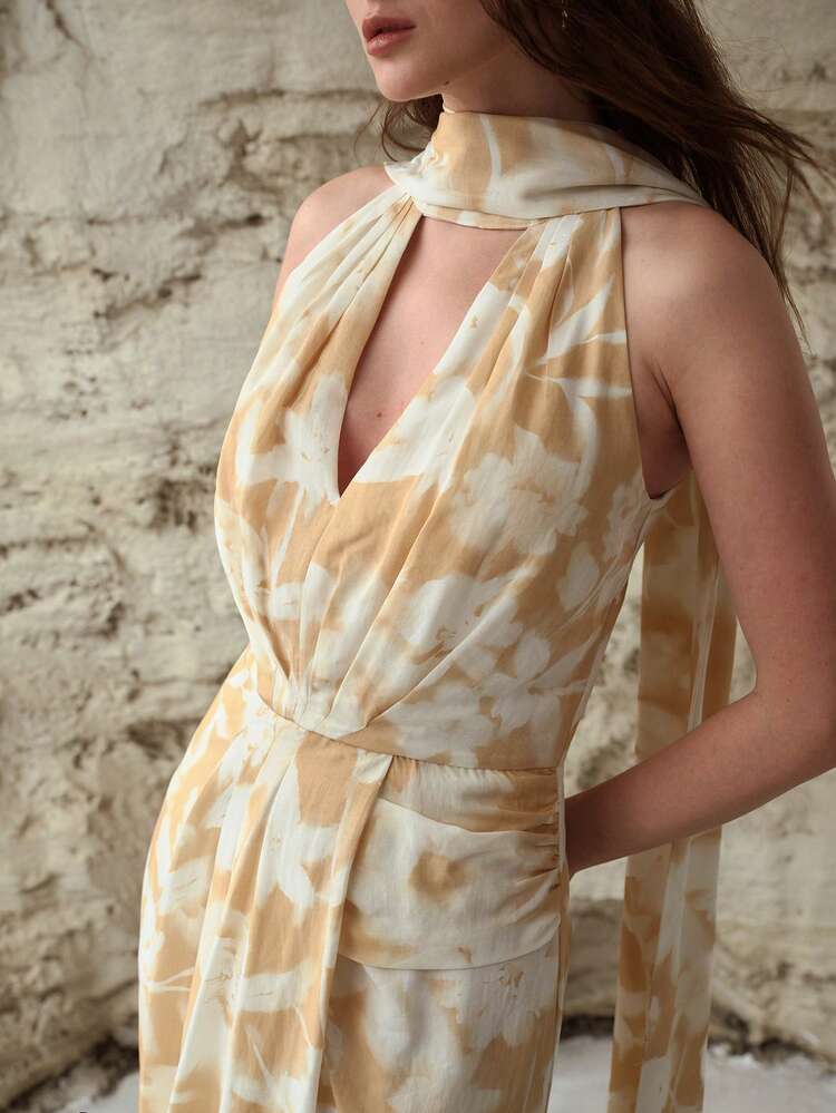 WOMEN'S FLORAL PRINT SPLIT DRESS