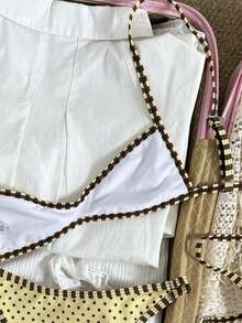 Swim Mod Women's Yellow Polka Dot Spaghetti Strap Sexy Beach Vacation Swimsuit Set - Yellow - View 5