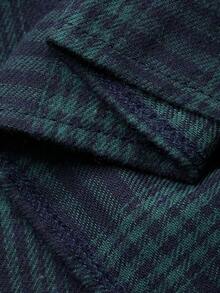 Dazy Plus Camisón largo holgado de mujer talla grande con cuello de pico y mangas cortas a cuadros, vestido cómodo para el hogar en primavera y verano - Verde Oscuro - Ver 3