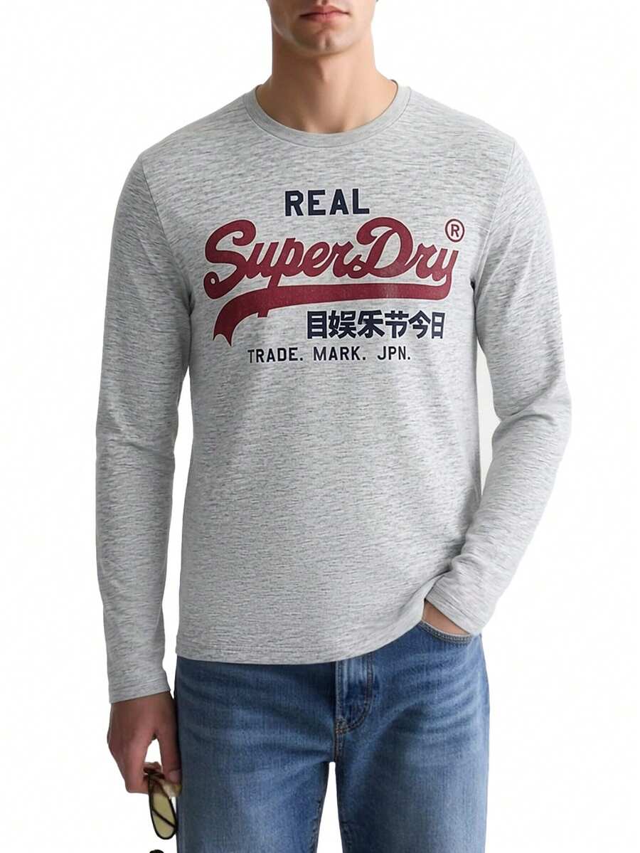 Men's Long Sleeved Shirt Grey - White - View 1