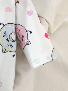 2 Stücke Neugeborenen Baby Mädchen Langarm Schlafanzug-Jumpsuit, süßer Donut Muster, weicher Strick-Jumpsuit, bequem für drinnen und Outdoor - Pink - Übersicht 8
