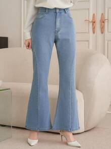 DAZY Women's Casual Washed Split Flare Jeans - Medium Wash - View 3