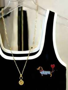 Resyla Best-Selling Colorblock Dog Print Fitted Camisole For Women - Black - View 4