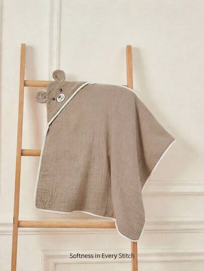 Cozy Pixies 1-Piece Bear Head Hemming Cotton Children's Comfortable And Soft Bath Towels, Suitable For Children's Daily Bathing Wear, And Certified By Oeko-Tex