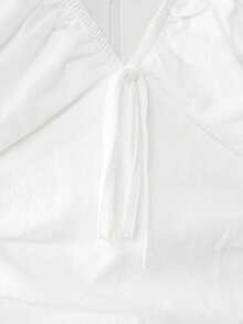 NYA SZN V领侧边蕾丝长裙 - 白色 - 查看 10