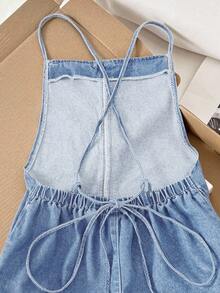 Comfortcana Bộ áo liền quần denim thường ngày dành cho nữ cỡ lớn - Rửa nhẹ - Xem 7