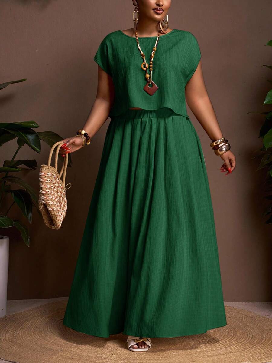 Veslaya 秋冬新品/女士秋季服装/万圣节/秋季/冬季女士服装/大码秋季服装/复活节/西部风/海滩风/波西米亚风/波西米亚风女装/女士节日服装/锐舞派对/复活节女装/老钱风女装/乡村音乐会服装/外出服装/仙女风/节日服装/机场 - 墨綠色 - 查看 1