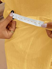SHEIN Bộ đồ bầu không tay cổ chữ V buộc dây, kiểu dáng tối giản, màu trơn, gồm 2 món. - Màu vàng - Xem 6