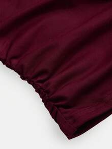 SHEIN 少女时尚优雅无袖不对称肩部上衣 - 酒紅色 - 查看 7