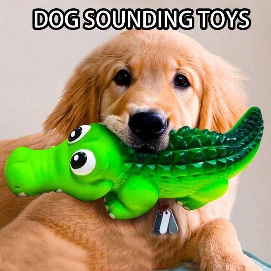 Juguete de masticación de látex grande y duradero, adecuado para perros que les gusta morder - Huesos de perro con forma de tiburón, con campana incorporada, que produce un sonido crujiente fuerte, juguete de limpieza y molienda de dientes grandes, adecuado para cachorros en crecimiento, adecuado para todas las razas de perros. Hueso molar de látex duradero, diseñado específicamente para perros que les gusta morder, con forma de tiburón para ayudar a limpiar los dientes, con patrones de animales para aliviar el estrés, adecuado para todas las razas de perros. - Multicolor - Ver 1