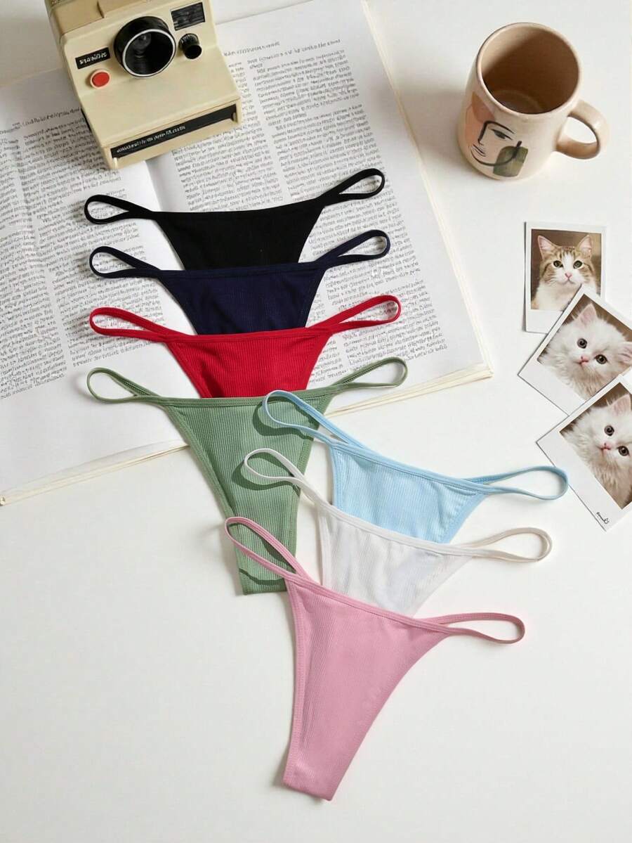 Lowkey Lull Bộ 7 chiếc quần lót dây mảnh không đường may màu trơn dành cho nữ, thoải mái. - Nhiều màu - Xem 1
