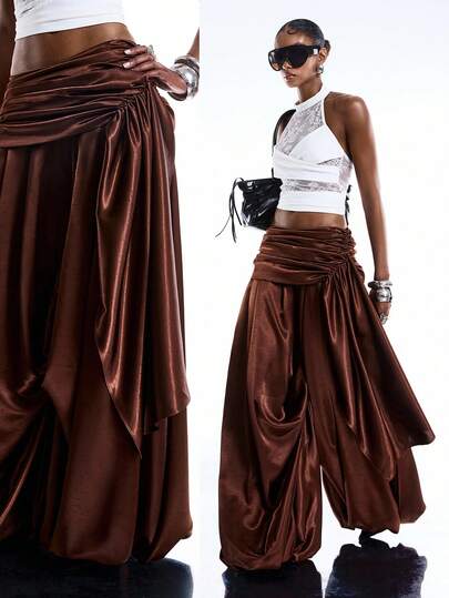 LYSMO 2026 New Arrive Minimalism Spring/Summer Women's Solid Color Pleated Waist Loose Harem Pants