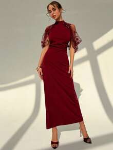 Franclia Đầm đỏ không tay ôm dáng dành cho nữ - Màu Đỏ Sâu - Xem 3