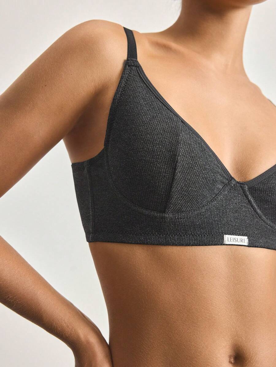 Ocili 1件灰色休闲钢圈轻薄衬垫提拉丰胸文胸（女士款） - 深灰色 - 查看 1