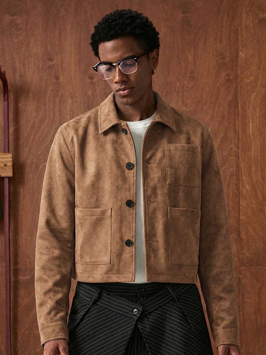 SWAVVY Men's Versatile Casual Retro Jacket - Khaki - View 1