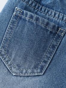 SHEIN Quần jeans ống rộng mùa hè cho bé gái, quần denim thêu hình trái tim dễ thương, màu đen bạc màu cổ điển, chất liệu vải đen xám thoải mái, quần denim ống rộng dáng suông in hình trái tim, thiết kế eo chun, chất liệu cotton mềm mại, thích hợp cho các hoạt động hàng ngày, đi học, đi làm, tụ họp, mặc ở nhà. - Rửa trung bình - Xem 3
