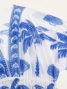 Swim Oasis Fashionable High-End Coconut Tree Placement Print Women's Summer Mesh Cover-Up - Multicolor - View 4