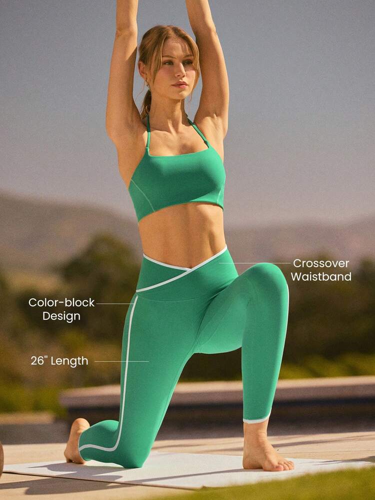 26'' FeatherFit™ Striped Waist Hem Leggings Low Impact Yoga Pilates Daily