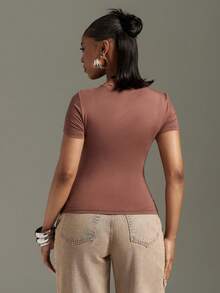 Denimoi Front Drape Tie Detail Top Concert Outfits Fashionable Streetwear It Girl - Brown - View 6
