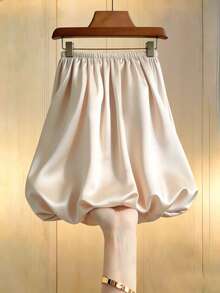 Franclia Women's Satin Bubble Tube Top, Spring/Summer Off The Shoulder Strapless Shirt Cute Tube Top - Apricot - View 3