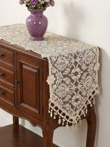 Cirelle Solid Color European Fabric Table Runner Placemat Desk Piano Tea Table Cabinet Multipurpose Cover Embroidery Home Decor Dining Room Decor Wedding Party Housewarming Gift Holiday Celebration Table Setting - Light coffee - View 1