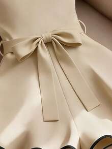 Franclia 夏季抹胸连体裤，撞色设计，金属扣腰带，休闲百搭黄色连衣裙，Zanzea 女装连衣裙，Yk Outfits 女式连体裤，无肩带连体裤，系带连体裤，中性色连体裤，优雅连体裤连衣裙，可爱迷人连衣裙，Alt 高品质连衣裙，女士优雅连衣裙 - 杏色 - 查看 7