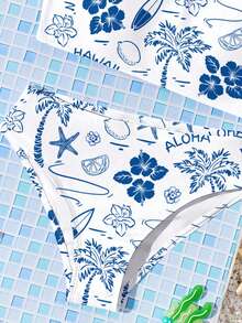 Conjunto de traje de baño de camiseta y bikini triangular minimalista casual para niñas preadolescentes, adecuado para el verano - Multicolor - Ver 6