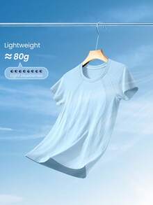 GLOWMODE Seamless Workout Shirt Slim Fit Short Sleeve Sports Tees Gym Athletic Tops Summer - Baby Blue - View 7