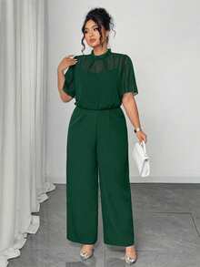 Mono de verano elegante para vacaciones y uso diario para mujeres de talla - Verde militar - Ver 3
