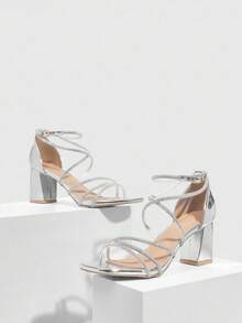 CUCCOO SZL 女士时尚高跟凉鞋 - 銀色 - 查看 3