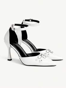 CUCCOO CHICEST 9cm High Heel Women's Pumps, European And American Fashion Spring Shoes Wedding Shoes Bride Shoes - White - View 1