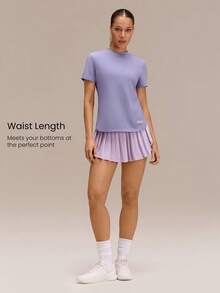 GLOWMODE Áo thun cổ tròn dáng regular fit, dài đến eo, chất liệu cotton Pima, với dòng chữ "Love You More", mềm mại, thoáng khí, nhẹ, thích hợp mặc hàng ngày. - Màu tím hoa cà - Xem 4