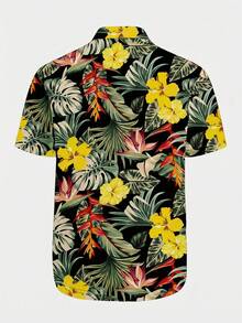 VIVINTIMO Camisa casual de vacaciones con estampado tropical para hombres - Multicolor - Ver 4