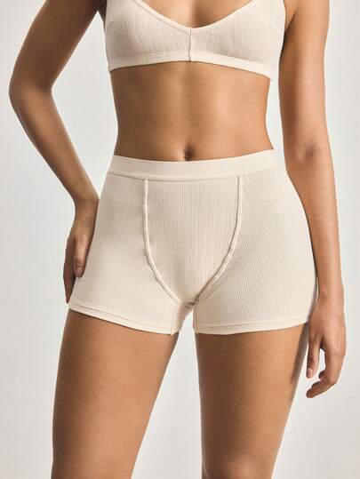 Ocili 女士棉混纺罗纹针织休闲舒适裸色平角内裤