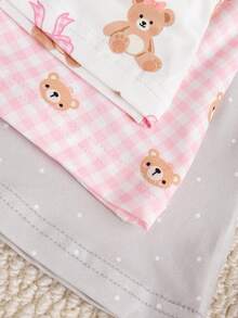 Souflis Souflis 3件套法式女童可爱小熊碎花印花短袖连衣裙，夏季 - 彩色 - 查看 9