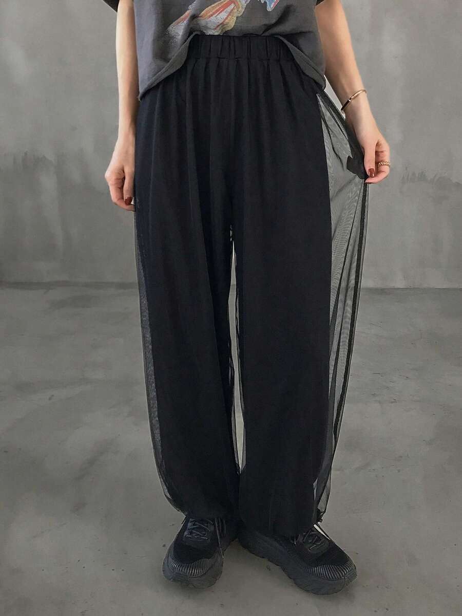 FRIFUL Quần dài lưới 2 trong 1 dành cho nữ, kiểu dáng thường ngày. - màu đen - Xem 1