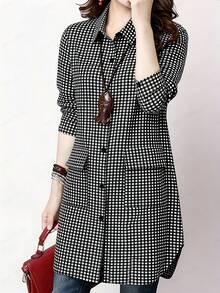 SHEIN Unity Camicia a quadri da donna, top a maniche lunghe - Multicolore - Visualizzare 1