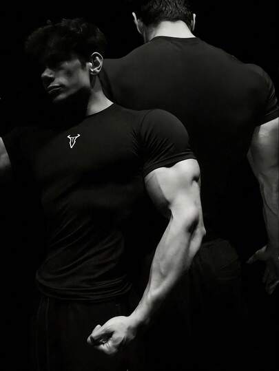 RISE LYT 男士极简印花圆领短袖运动T恤