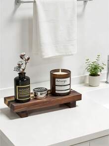 Wooden Base Riser, Cosmetic Storage Rack, Farmhouse-Style Soap Dish For Bathroom, Kitchen Countertop Decoration For Cosmetics, Bottles, Plants, Jewelry, Candles, And Guest Display. Bathroom Accessories - Multicolor - View 14