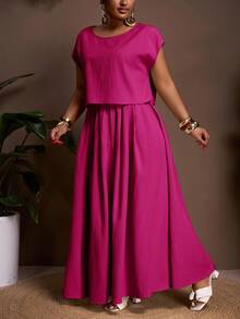 Veslaya 秋冬新品/女士秋季服装/万圣节/秋季/冬季女士服装/大码秋季服装/复活节/西部风/海滩风/波西米亚风/波西米亚风女装/女士节日服装/锐舞派对/复活节女装/老钱风女装/乡村音乐会服装/外出服装/仙女风/节日服装/机场 - 玫紅色 - 查看 3