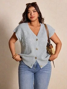 Elaquor Áo khoác cardigan dáng rộng thanh lịch kiểu Pháp, thêu hoa tối giản, cài kim loại, thích hợp mặc đi làm, áo len mỏng nhẹ cho nữ, mùa xuân/hè. - Xám - Xem 4