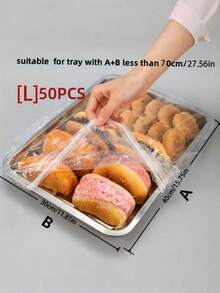 50pcs Extra Large Multi-Functional Multi-Size Food Lids, Plastic Wraps, Elastic Food Lids, Fruit Bowls, Cups, Hats, Storage Kitchen Food Storage Bags, Catering Service Tools - Multicolor - View 7