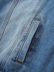 Manfinity Joysei Men's Loose Denim Short Sleeve Top - Medium Wash - View 5