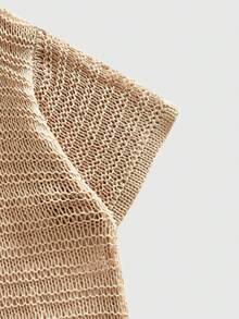 Casual Áo len nam mùa hè kiểu dáng thường ngày, màu trơn, khoét lỗ - Màu Khaki - Xem 4