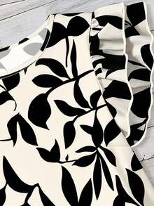 EMERY ROSE Blusa casual de manga corta con estampado de plantas para vacaciones de mujer - Multicolor - Ver 5