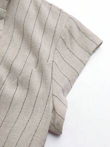 Franclia Women's Striped Knotted Casual Versatile Commuting Blazer - Khaki - View 5