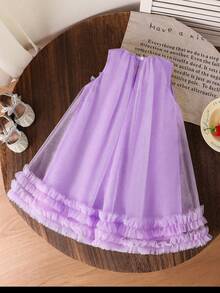 SHEIN Đầm hoa không tay màu vàng cho bé gái, kiểu dáng ngọt ngào và dễ thương, thanh lịch và sang trọng. - Màu tím - Xem 2