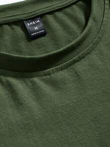 Manfinity EMRG Letter Print Casual T-Shirt For Men - Green - View 3