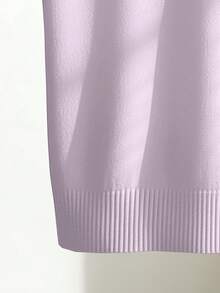 Nuevo 2026 Blusa de punto de unicolor simple con cuello vuelto y manga corta, ajustada y casual, versátil para primavera y verano - Marrón - Ver 11